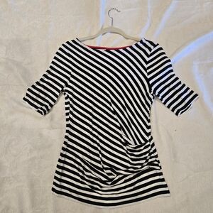 Tahari Black and White Striped Blouse
